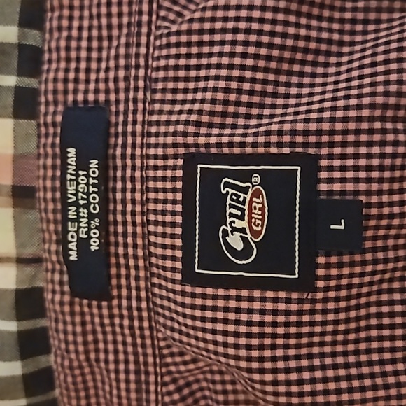 CRUEL GIRL Navy Blue & Pink Plaid Button Down Rodeo Shirt - Picture 6 of 6